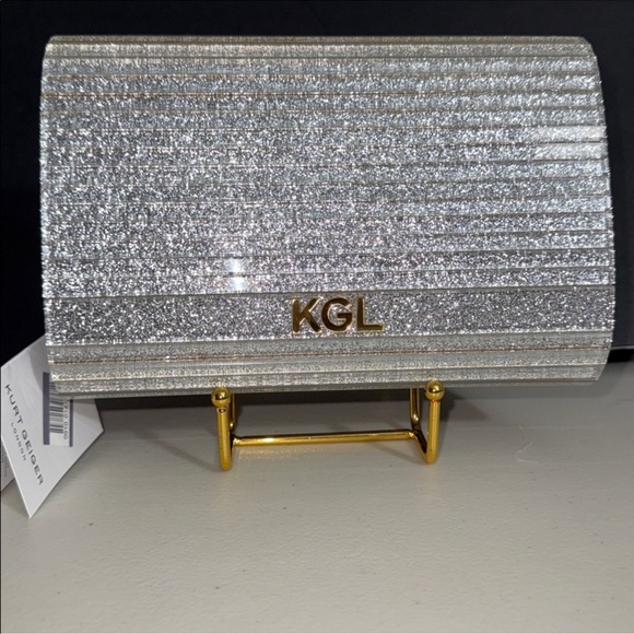Kurt Geiger Glittering Silver Clutch with Rainbow Gemstones - Picture 6 of 6
